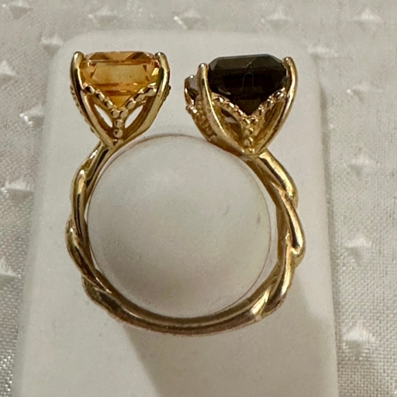 Michael Valitutti 8.15ctw Emerald Cut Citrine & Smoky Quartz Ring Sz 7 - Picture 6 of 10